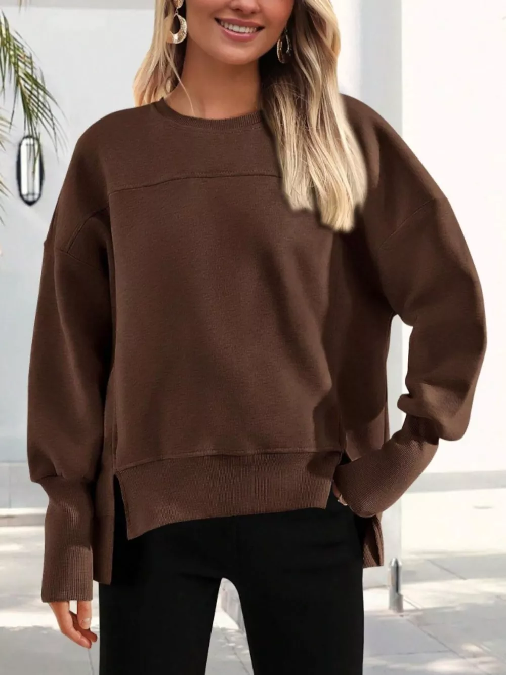 Casual Loose Side Slit Sweatshirt, image 13