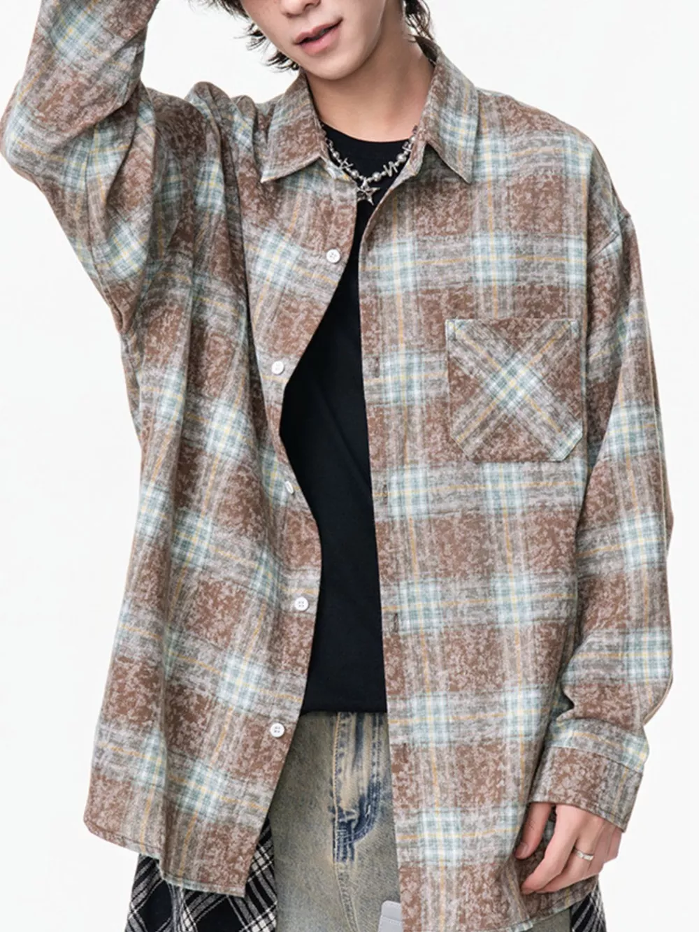 Men's Plus Size Plaid Button Up Long Sleeve Shirt, image 5