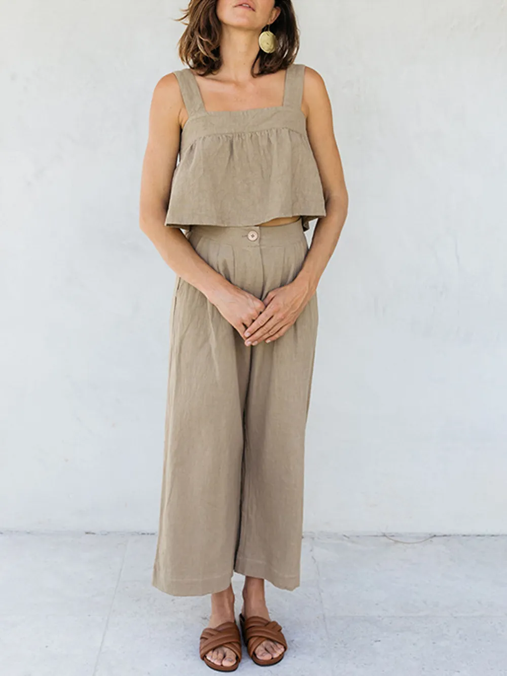Square Neck Wide Strap Top and Pants Set, image 9