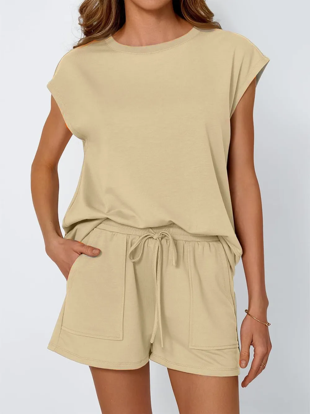 Round Neck Cap Sleeve Top and Shorts Set, image 8