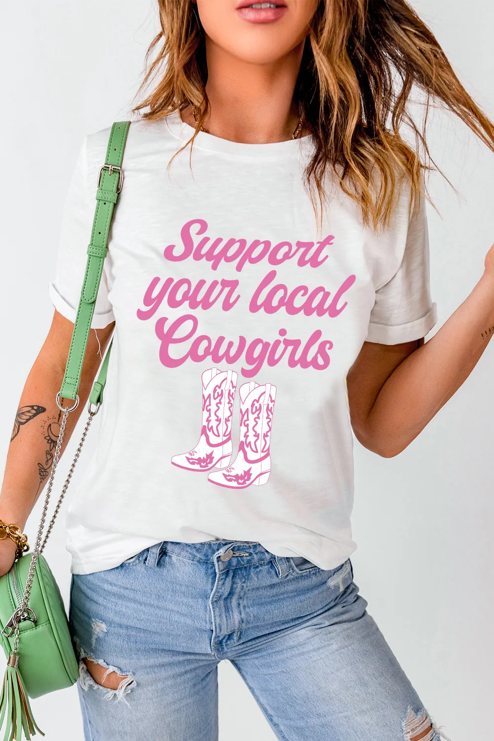 Letter Graphic Round Neck Short Sleeve T-Shirt, image 3