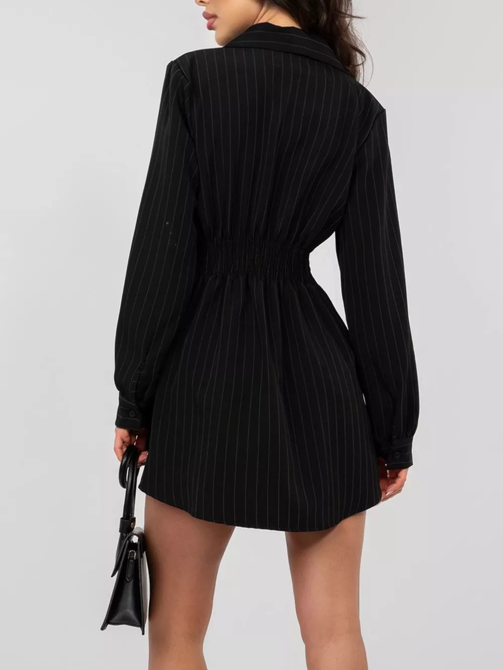Striped Button-Down Mini Dress, image 8