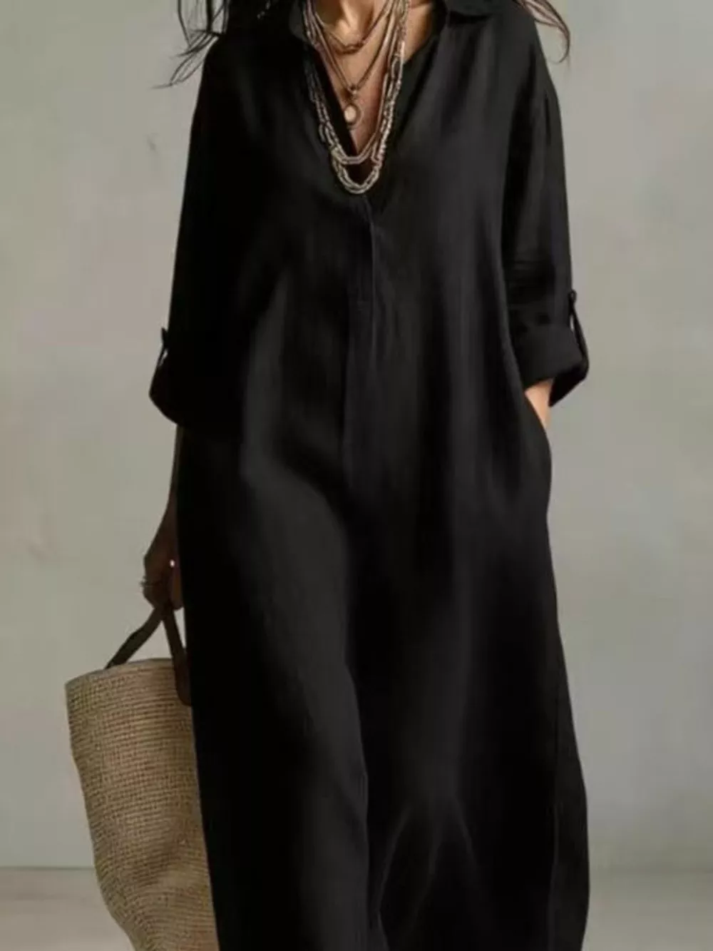 Full Size Casual Midi Shirt Dress Plus Size, image 10