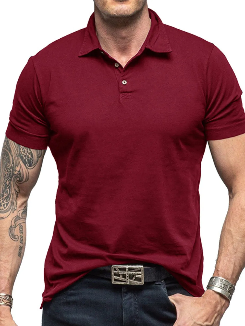 Men's Collared Neck Short Sleeve Polo Shirt, image 12