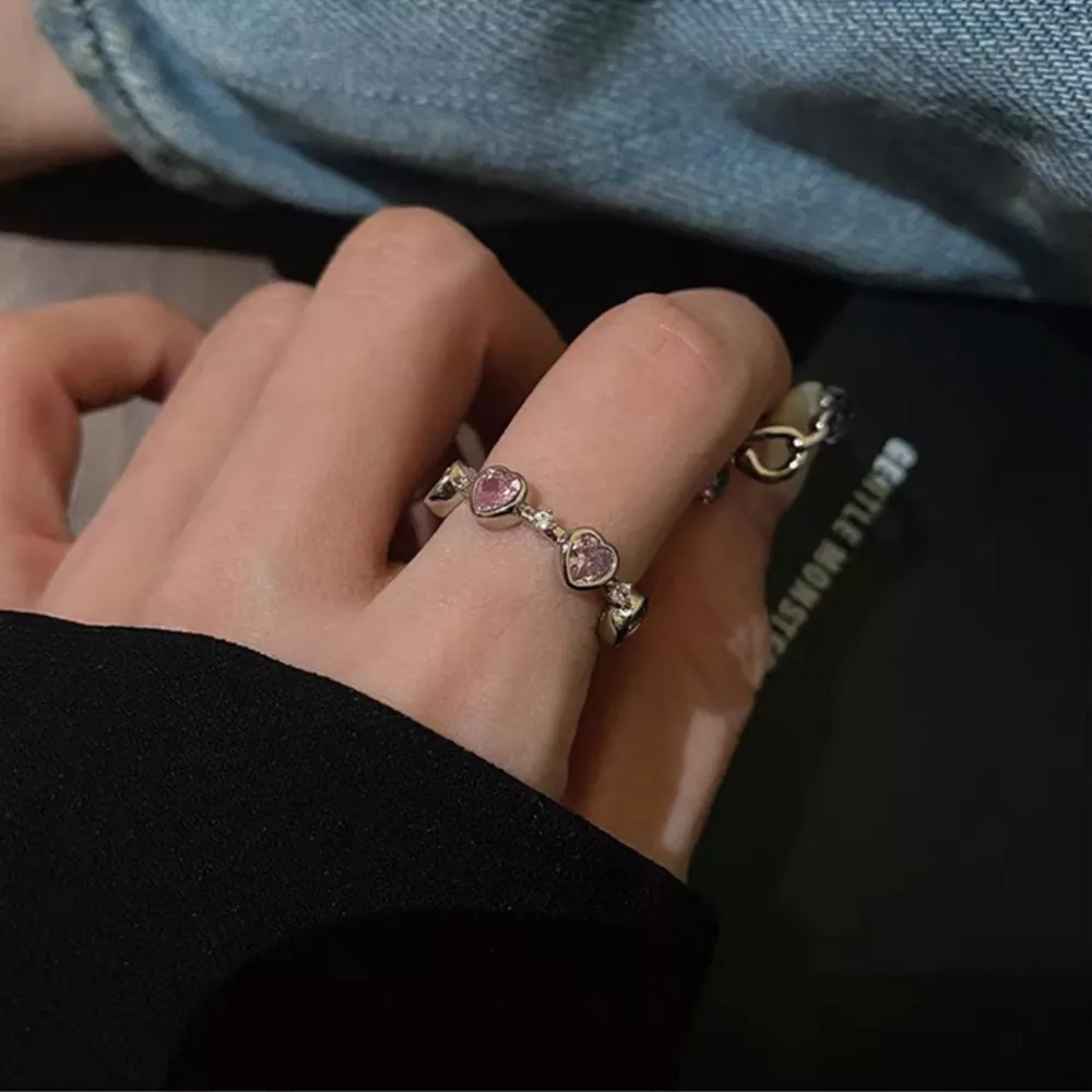 925 Sterling Silver Zircon Heart Ring, image 5
