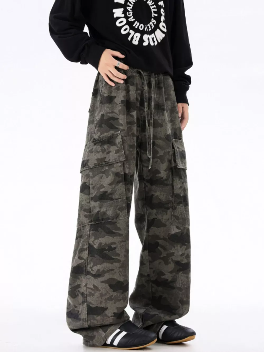 Men's Plus Size Camouflage Wide Leg Pants, image 4