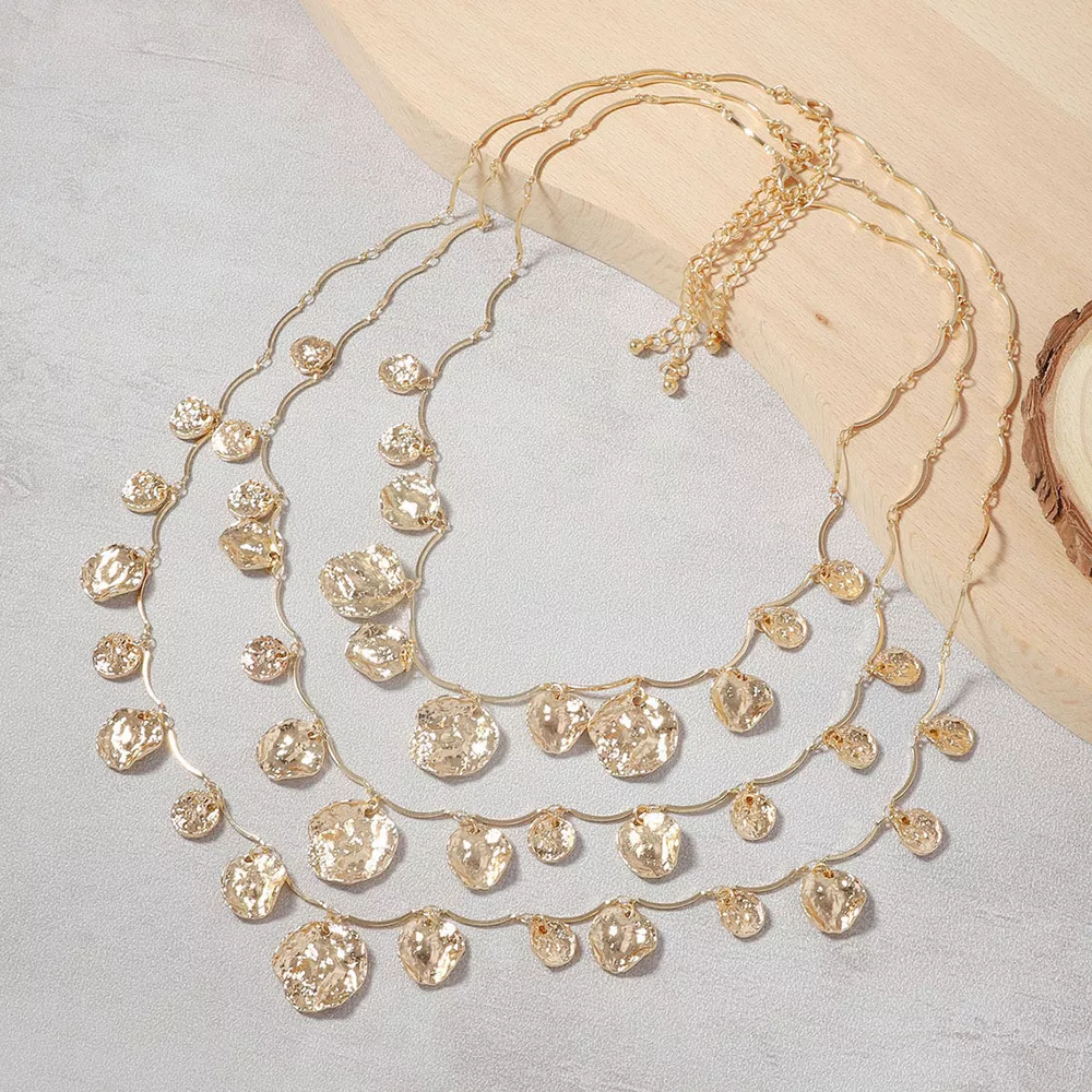 3-Piece 18K Gold-Plated Zinc Alloy Necklace, image 3