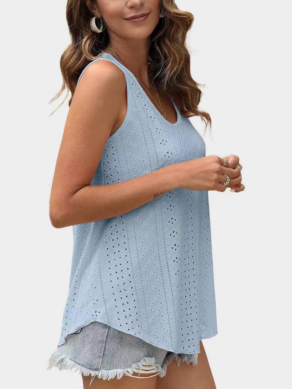 Eyelet Round Neck Tank, image 22