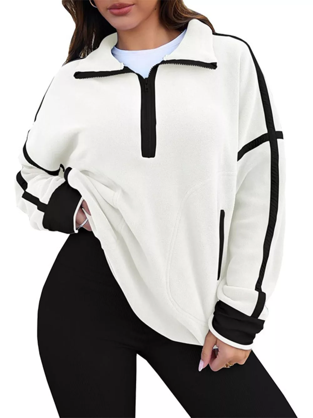 Half Zip Dropped Shoulder Sweatshirt, image 25