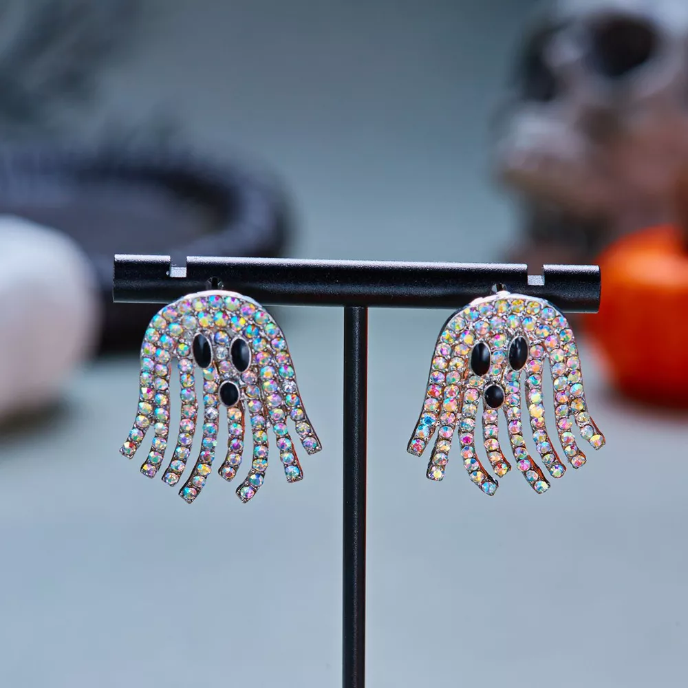 Halloween Rhinestone Ghost Shape Earrings, image 4