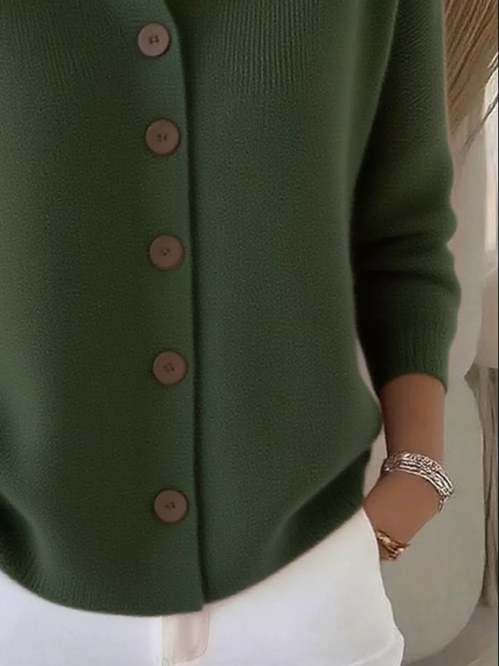 Full Size Button-Down Knit Cardigan Plus Size, image 8