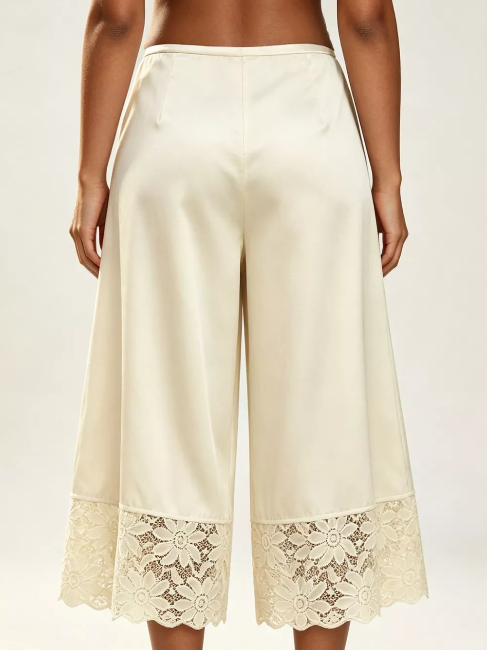 Lace Trim Wide-Leg Cropped Pants, image 32