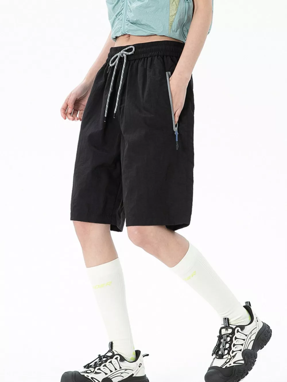 Men's Lightweight Drawstring Shorts with Zipper Pockets
