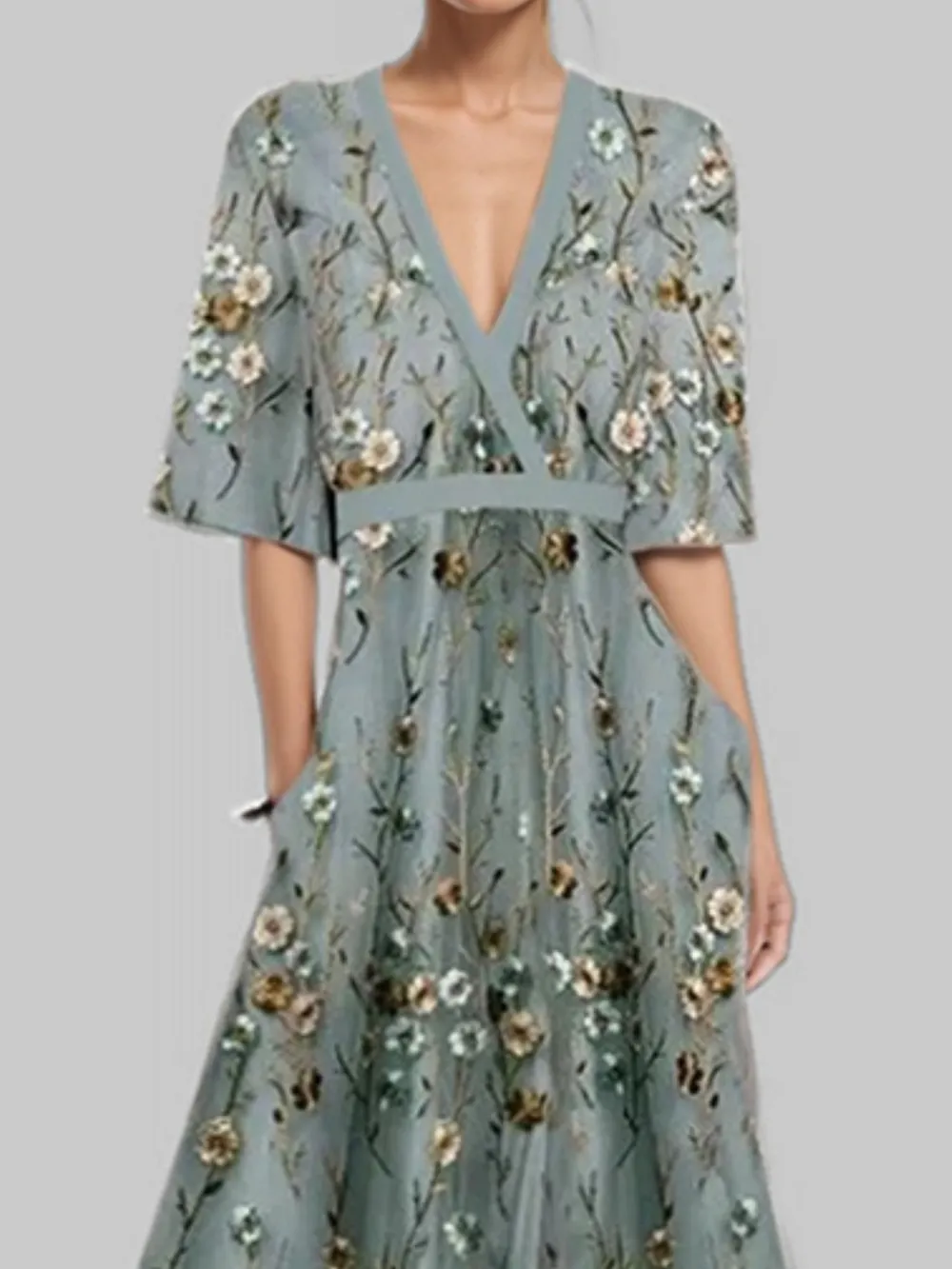 Floral Print Half Sleeve Wrap Maxi Dress, image 6