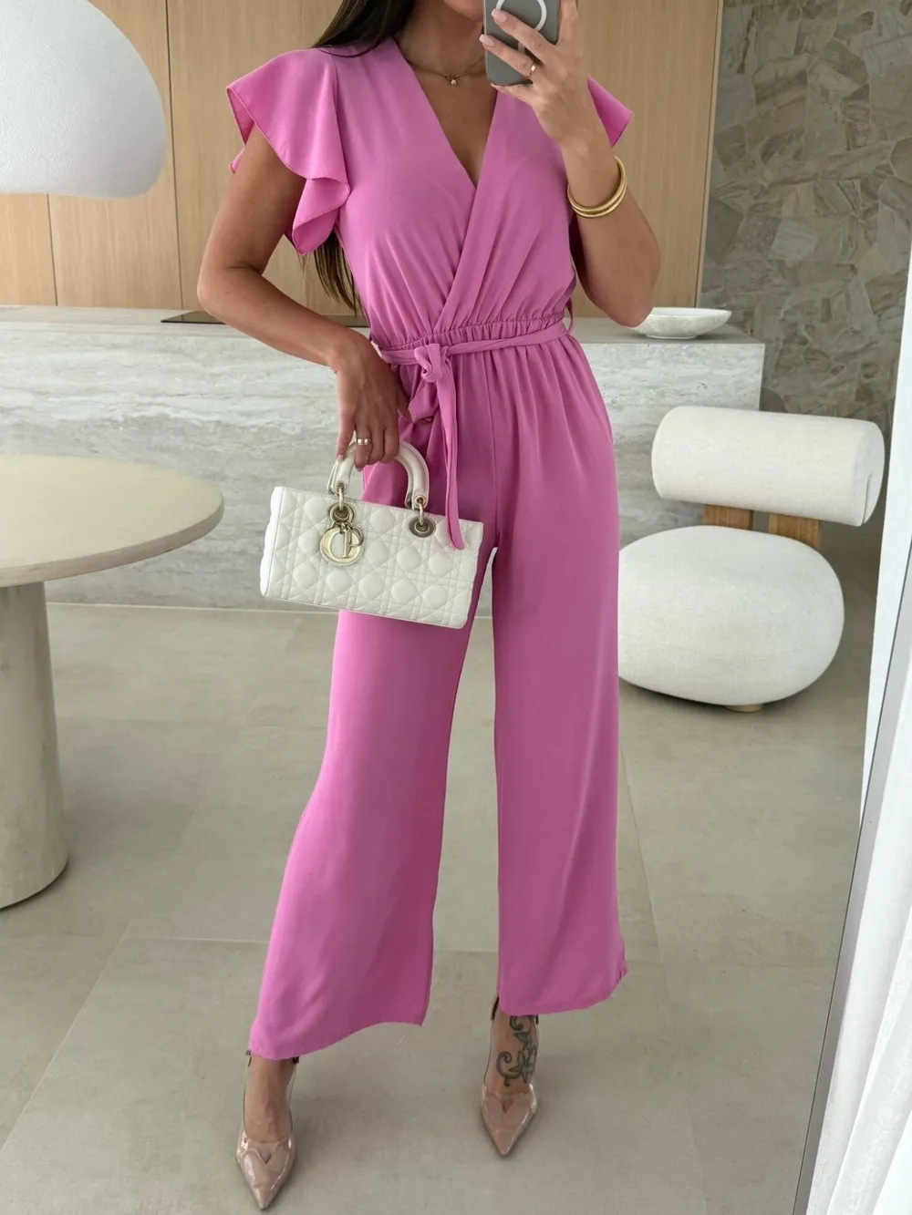Surplice Wide Leg Belted Jumpsuit, image 9