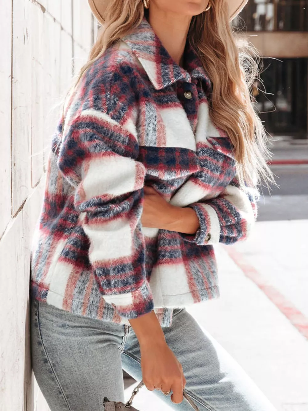Plaid Button-Down Shacket, image 2