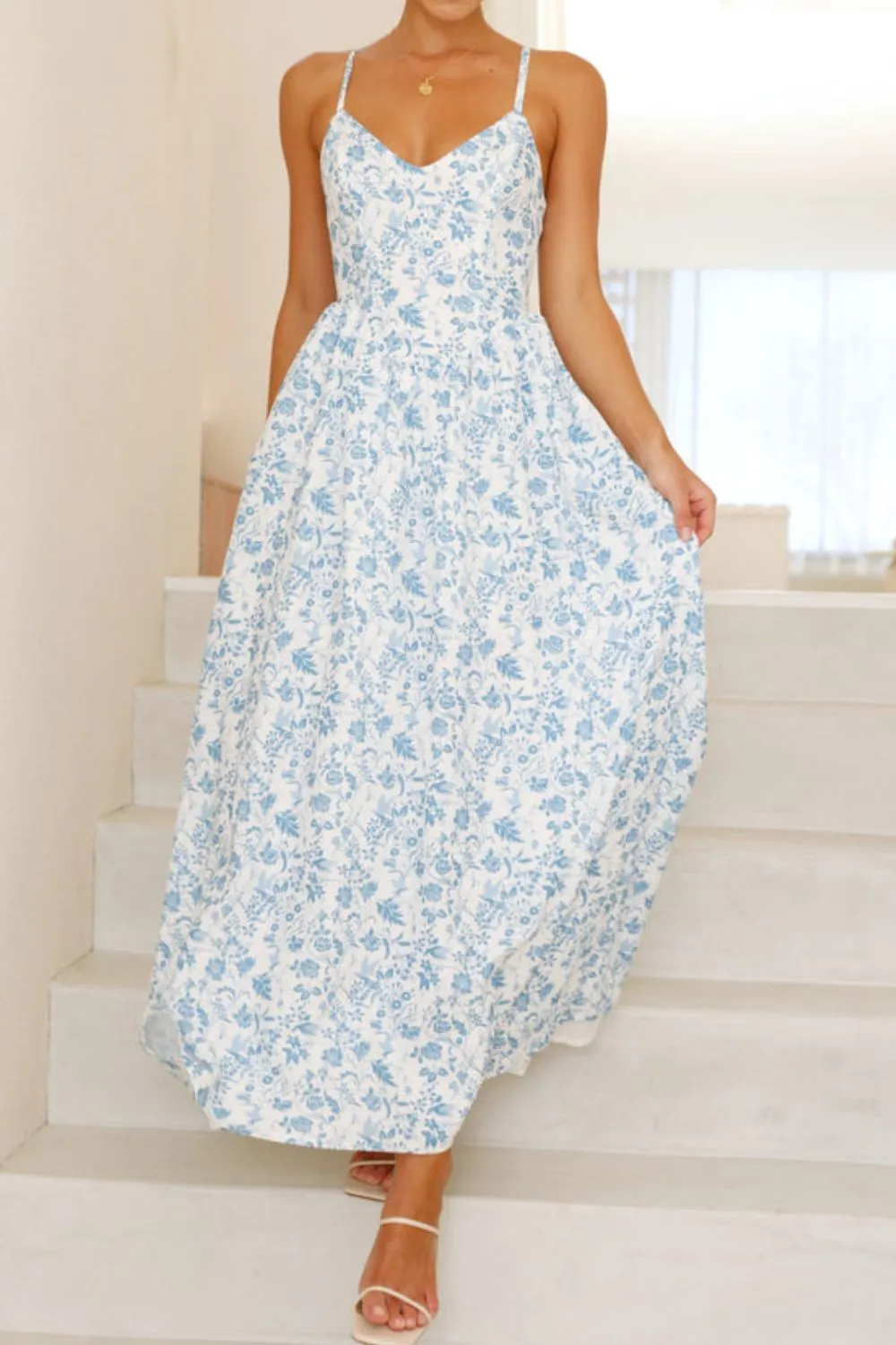 Bow Back Printed V-Neck Cami Dress, image 9