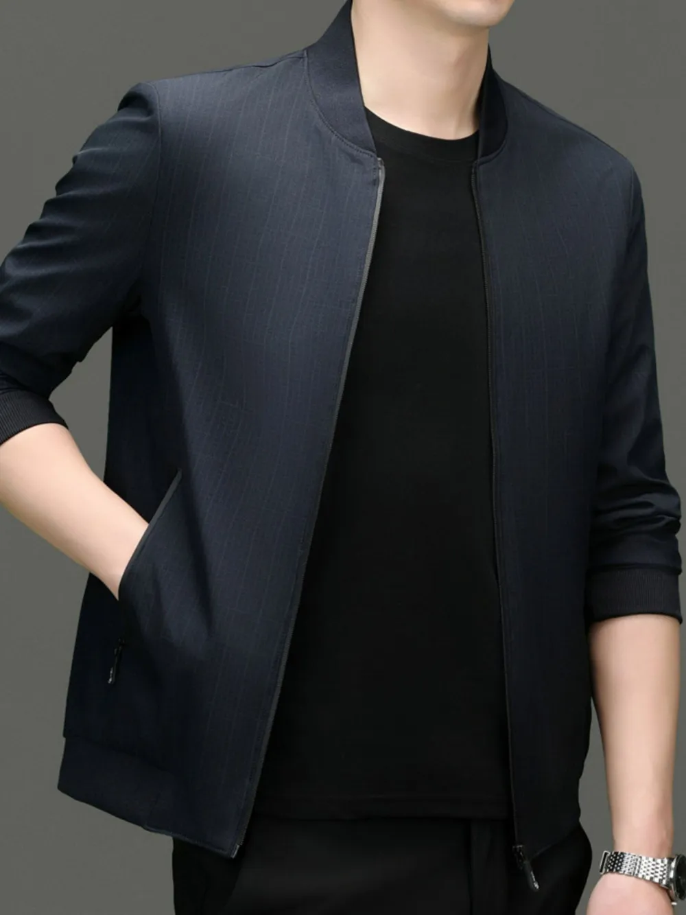 Men's Plus Size Zip Up Long Sleeve Jacket, image 6