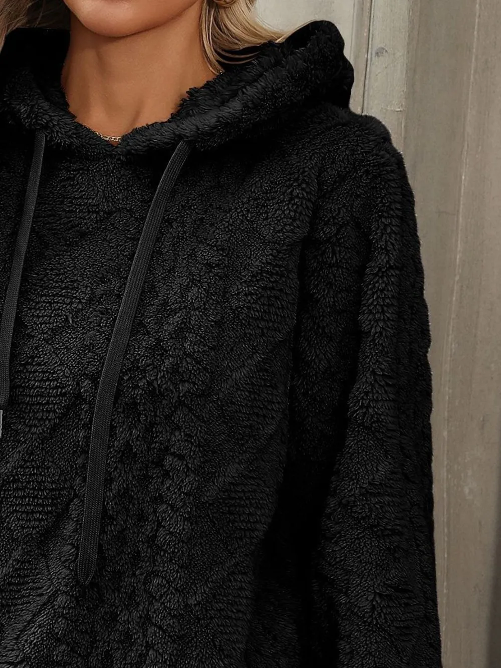 Drawstring Long Sleeve Plush Hoodie, image 10