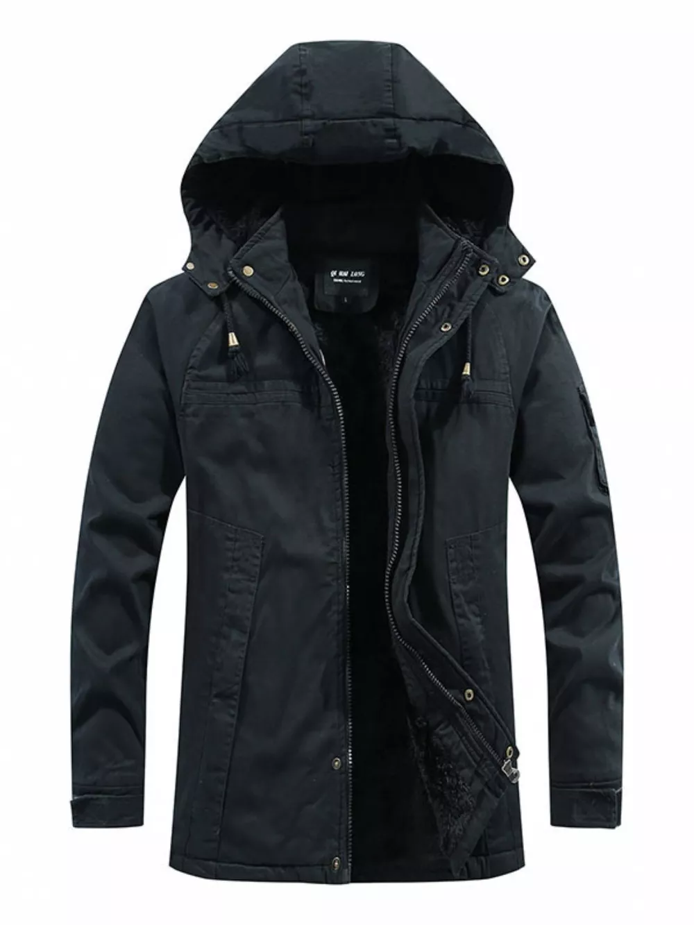 Men's Plus Size Winter Warm Hooded Zip Up Jacket, image 5