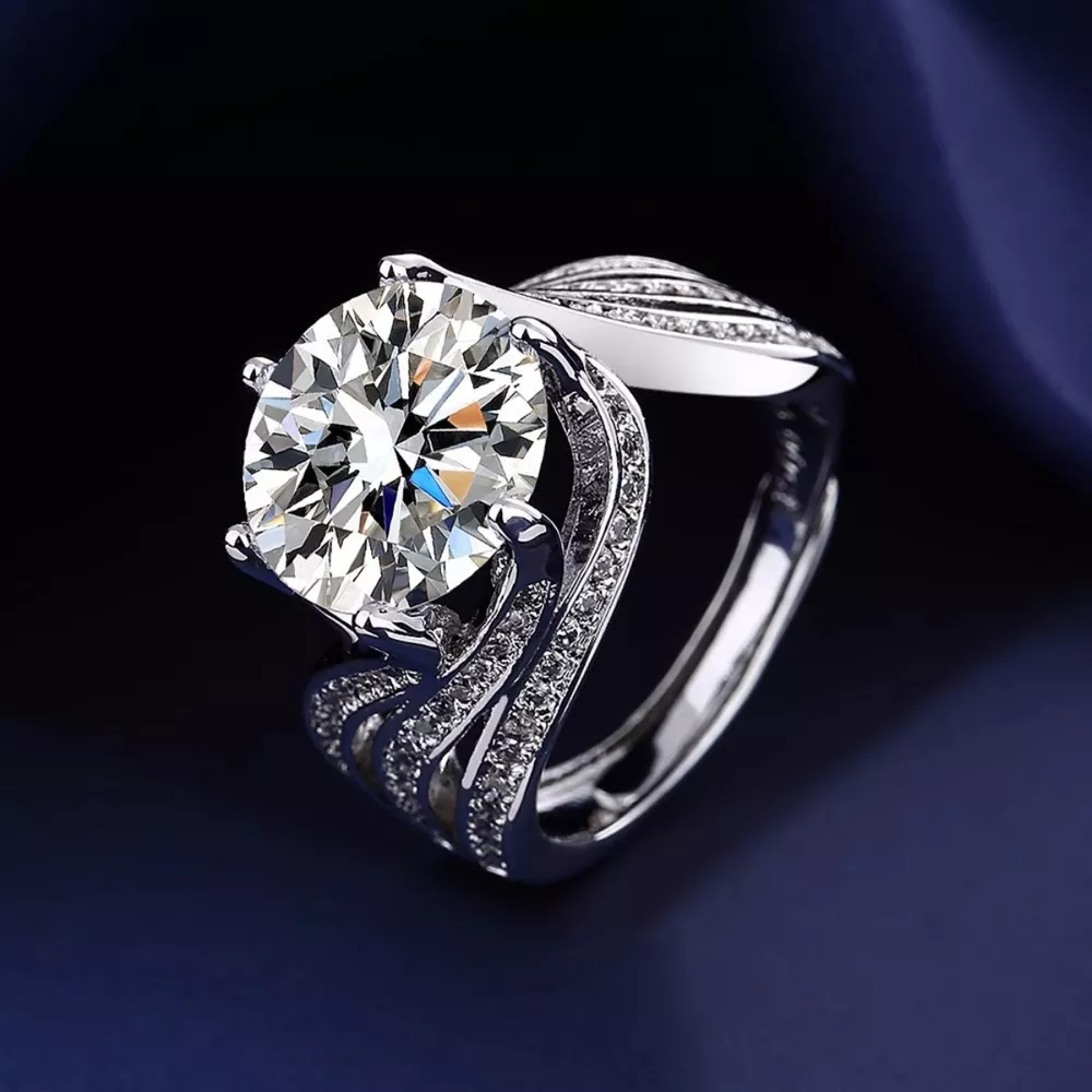 3 Carat Moissanite 925 Sterling Silver Ring, image 2
