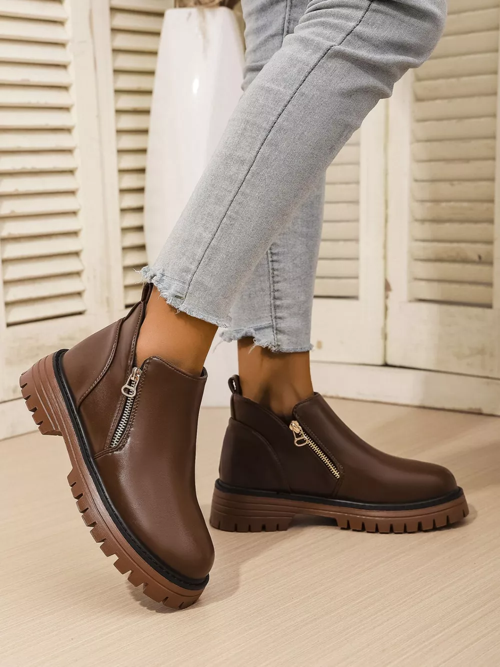 Leather Chelsea Boots with Side Zipper, image 2