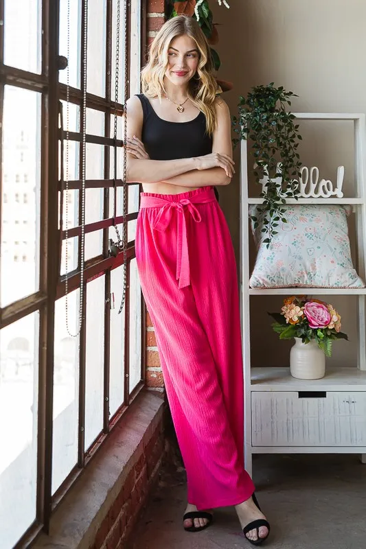 Full Size Front Tie Pants with Paperbag Waistband Plus Size, image 7