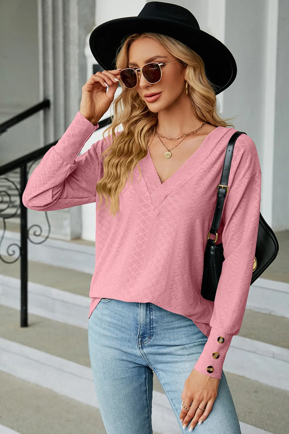 V-Neck Lantern Sleeve T-Shirt, image 19