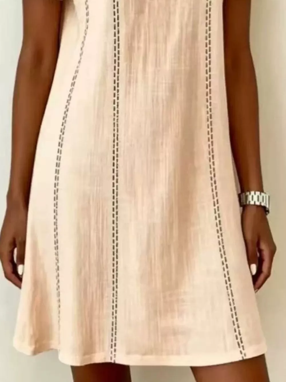 Full Size Button Detail Short Sleeve Shift Dress Plus Size, image 4