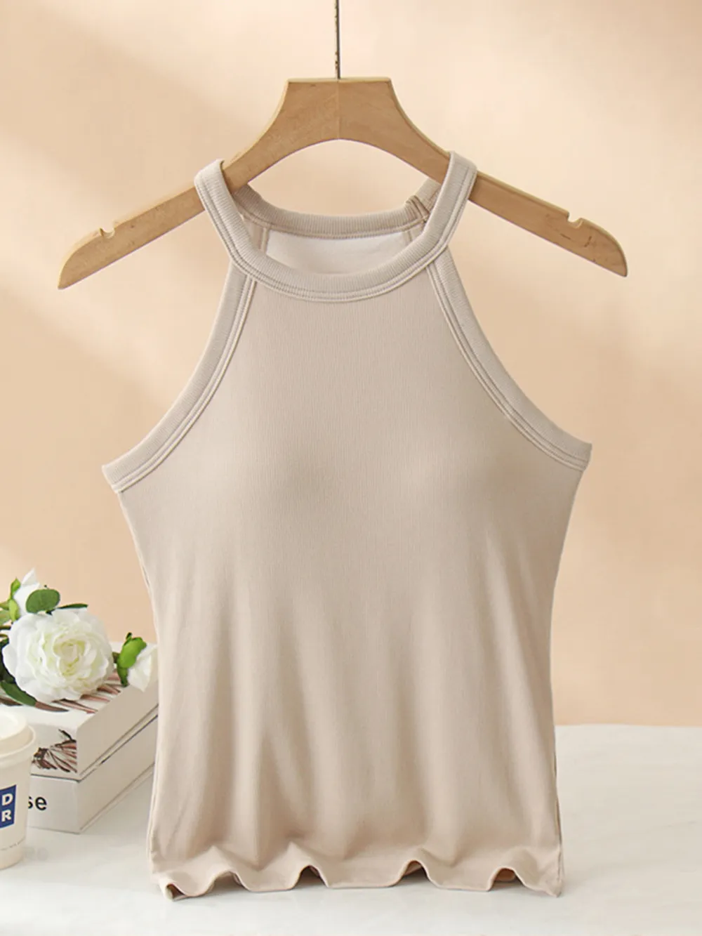 Grecian Neck Tank With Chest Pads, image 15