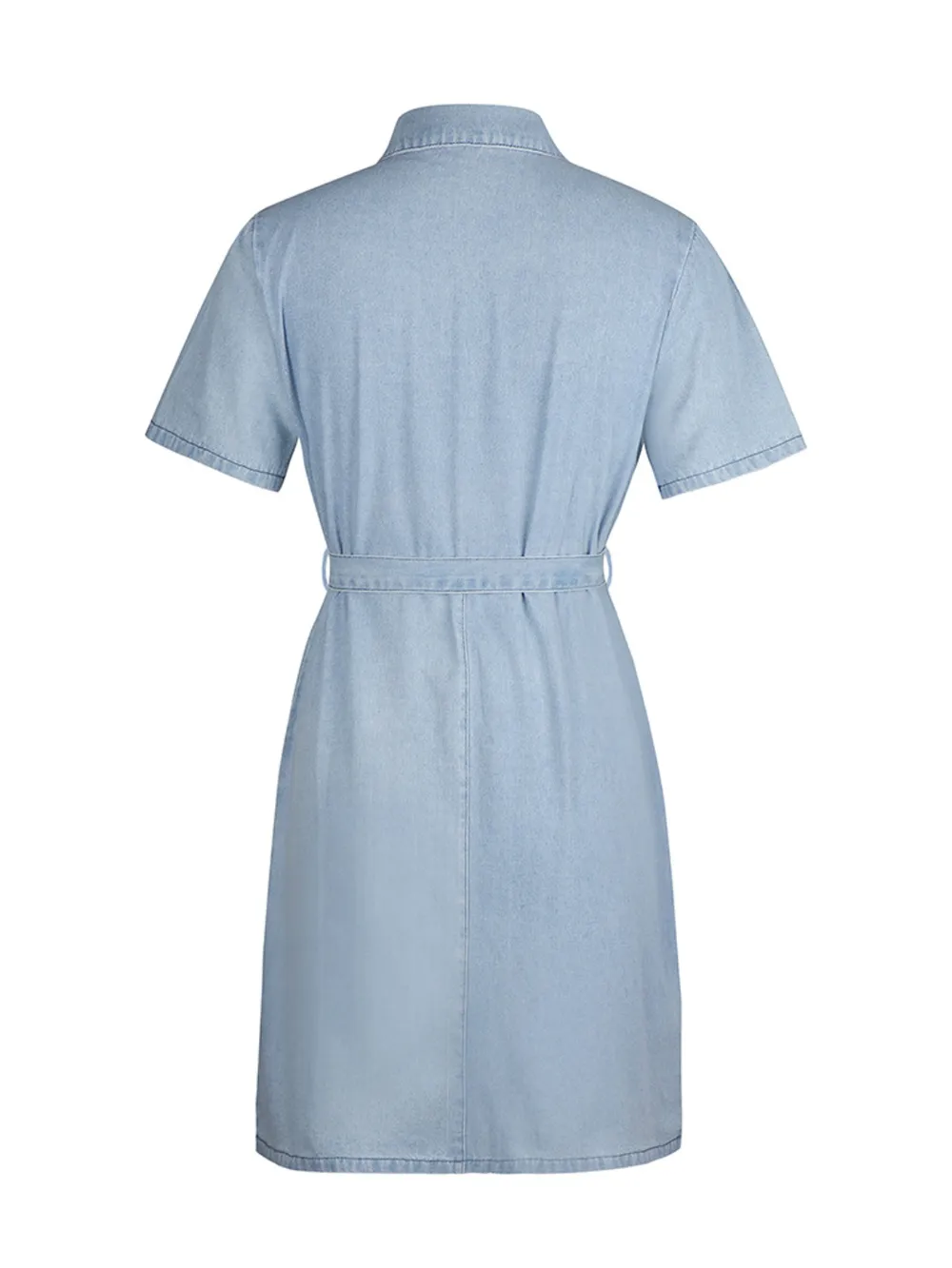 Full Size Zip Front Short Sleeve Denim Dress Plus Size, image 14