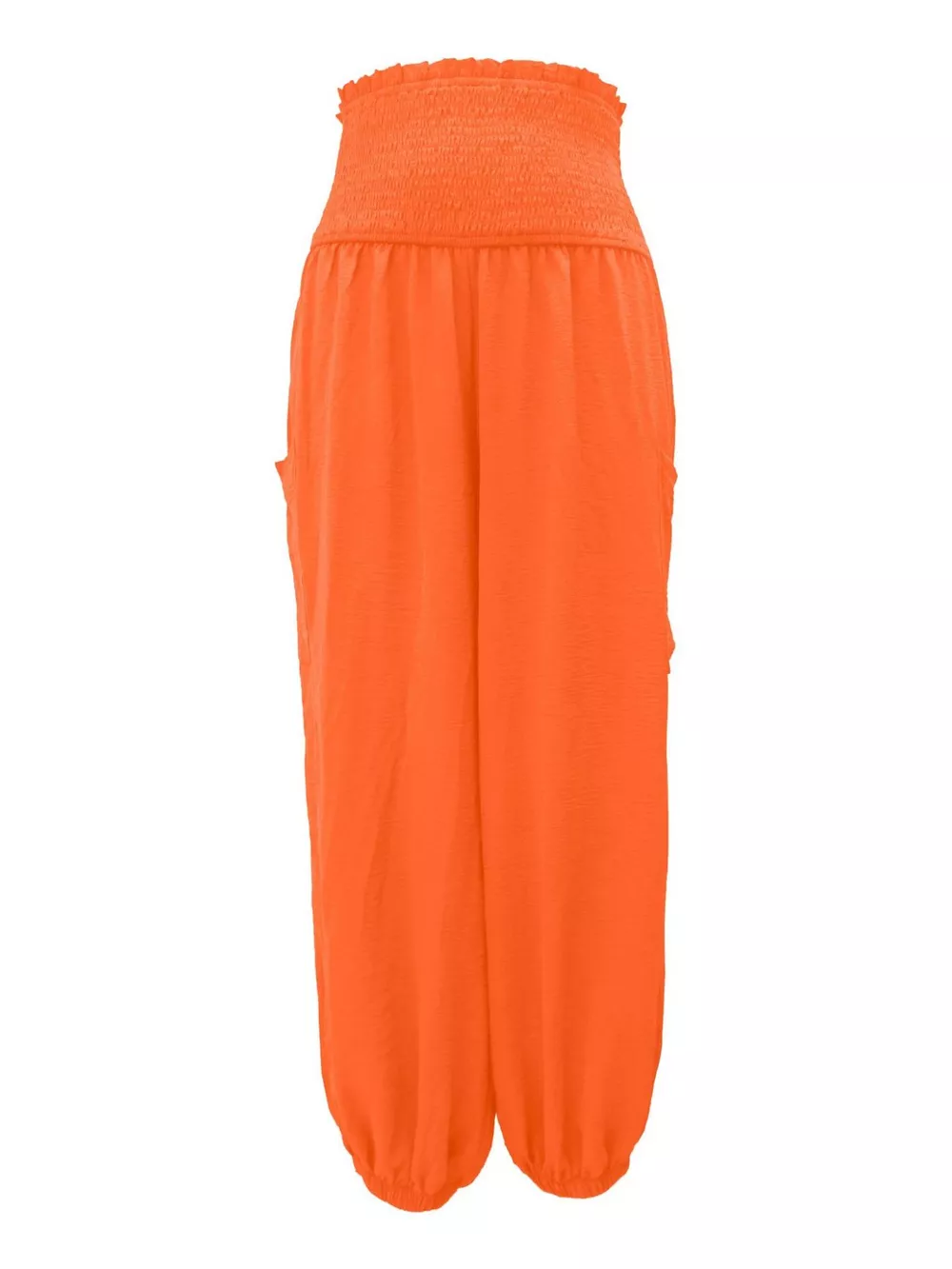 Full Size Smocked Waist Harem Pants with Pockets Plus Size, image 2