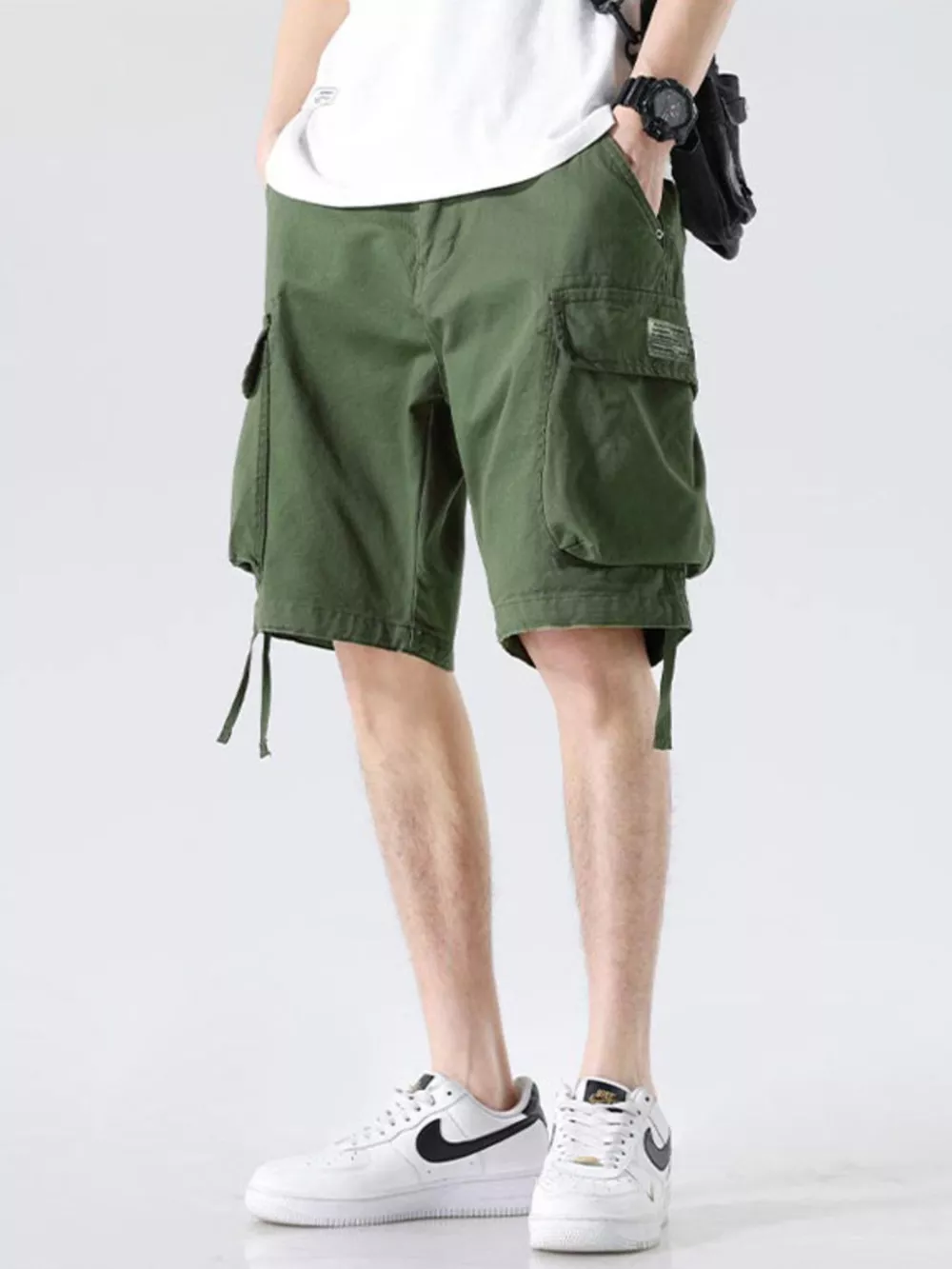 Men's Drawstring Wide Leg Cargo Shorts, image 9
