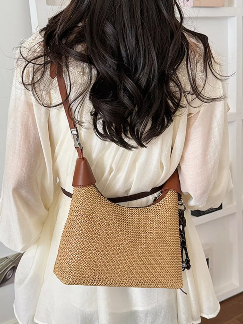 Woven Straw Crossbody Bag, image 4
