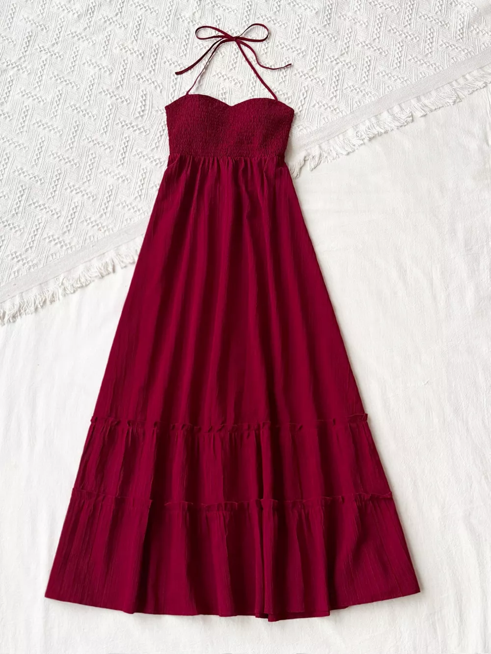 Sweetheart Neck Halter Neck Tiered Dress, image 3