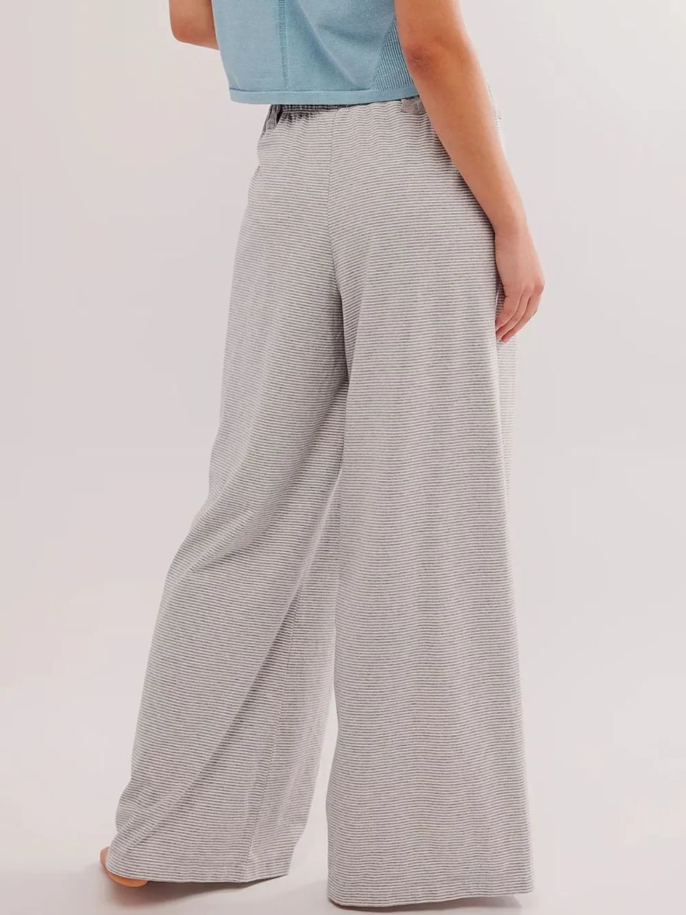 Drawstring Striped Wide Leg Pants, image 3