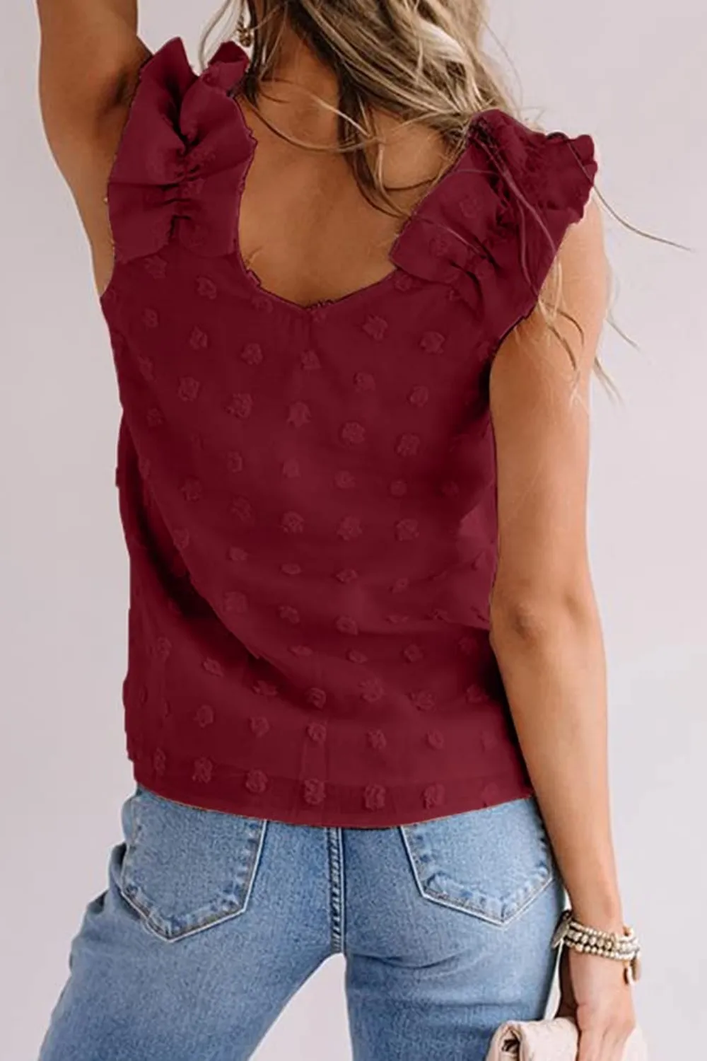 Full Size Swiss Dot V-Neck Tank, image 7