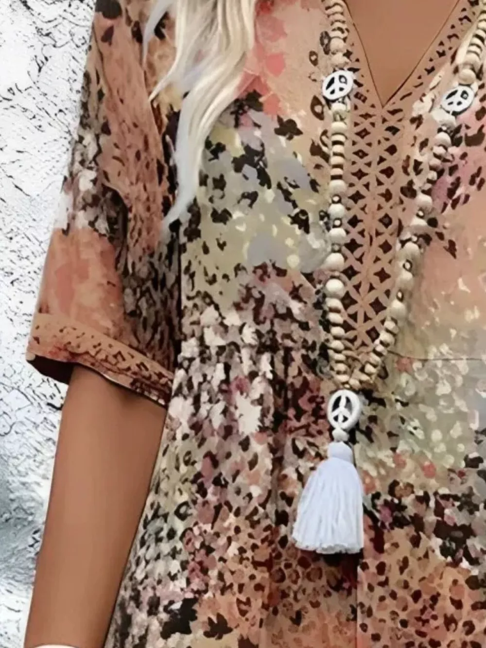 Full Size Printed V-Neck Half Sleeve Dress Plus Size, image 4