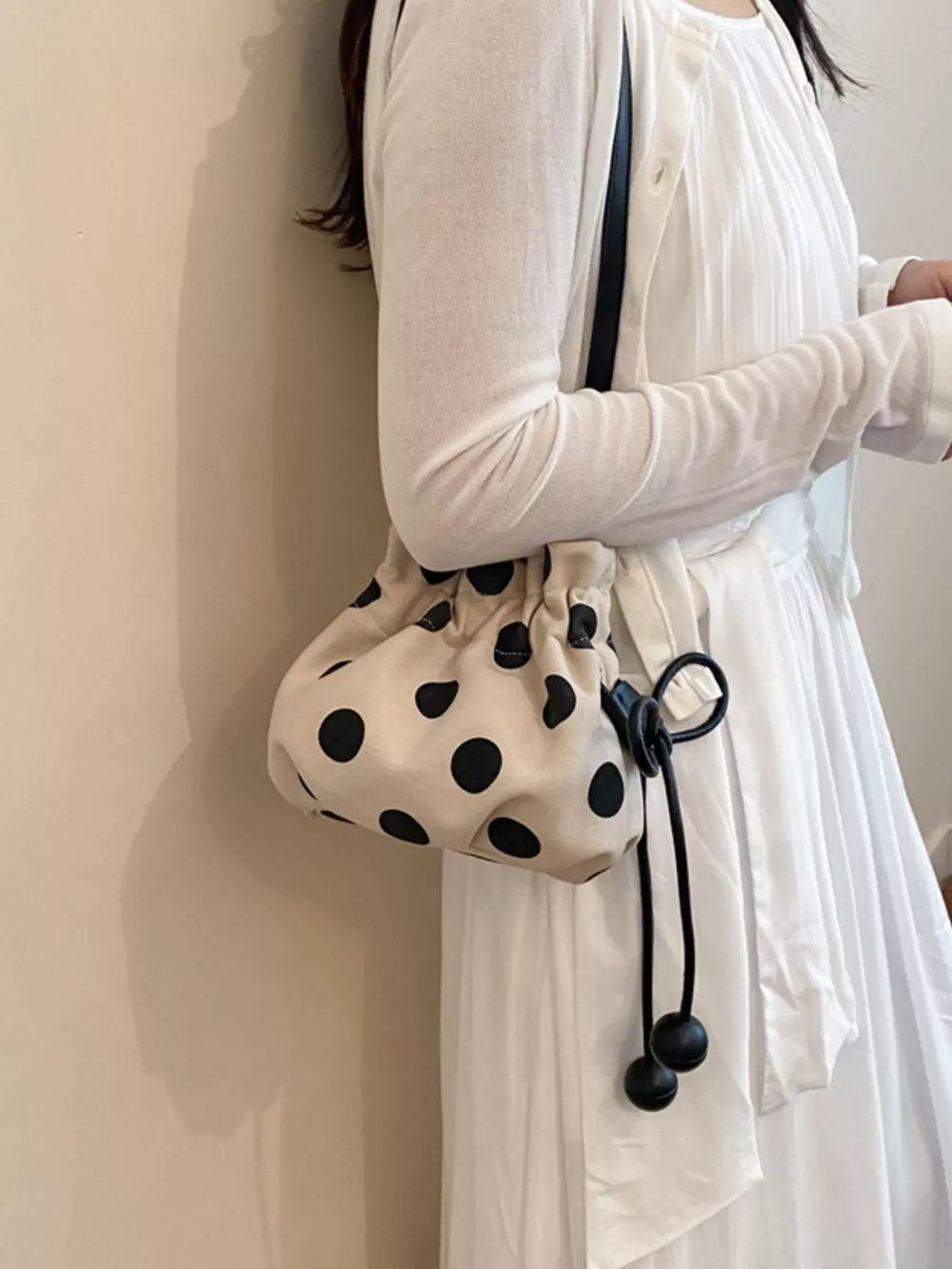 Polka Dot Drawstring Crossbody Bag, image 10