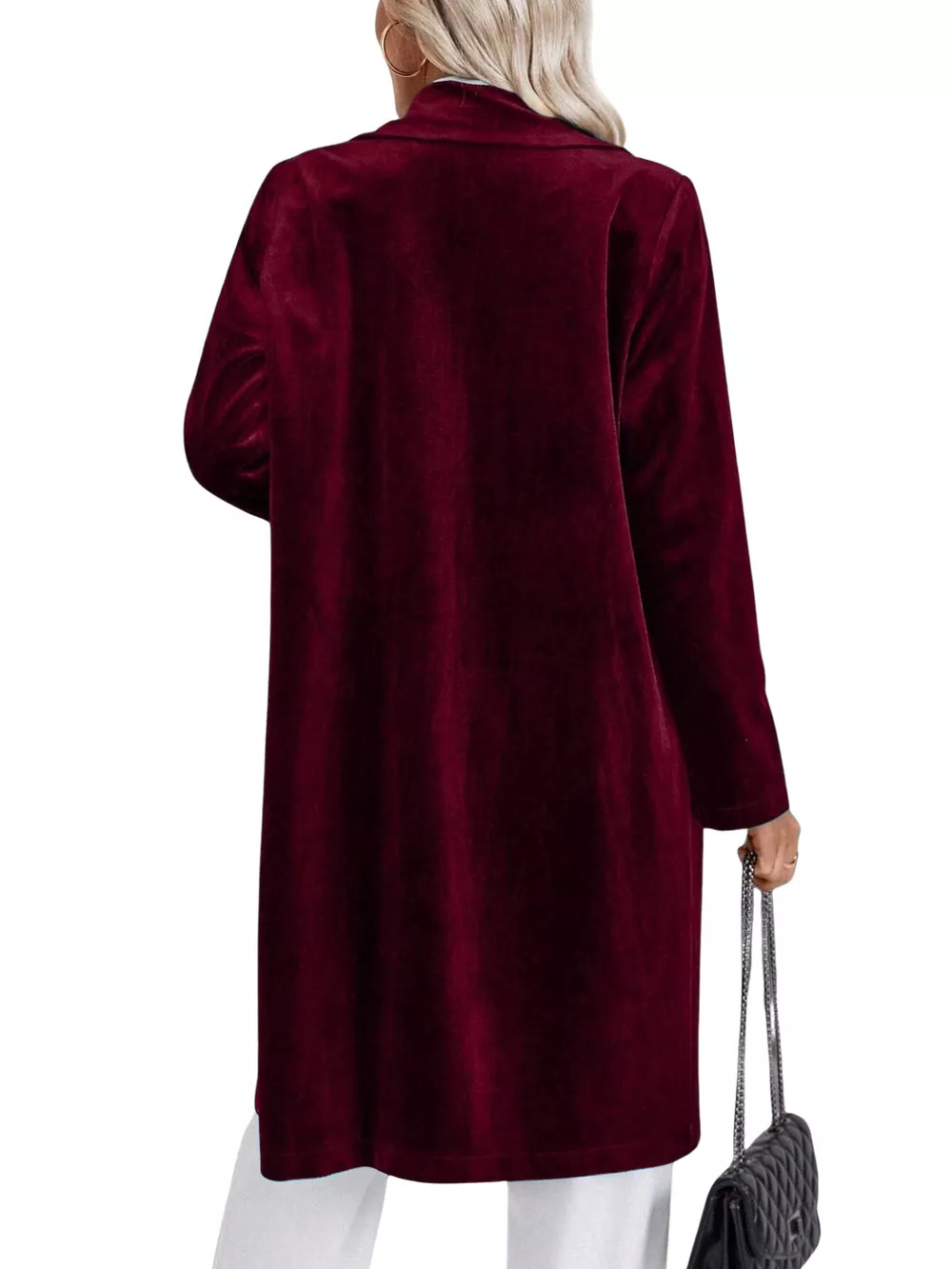 Lapel Collar Long Sleeve Longline Coat, image 24