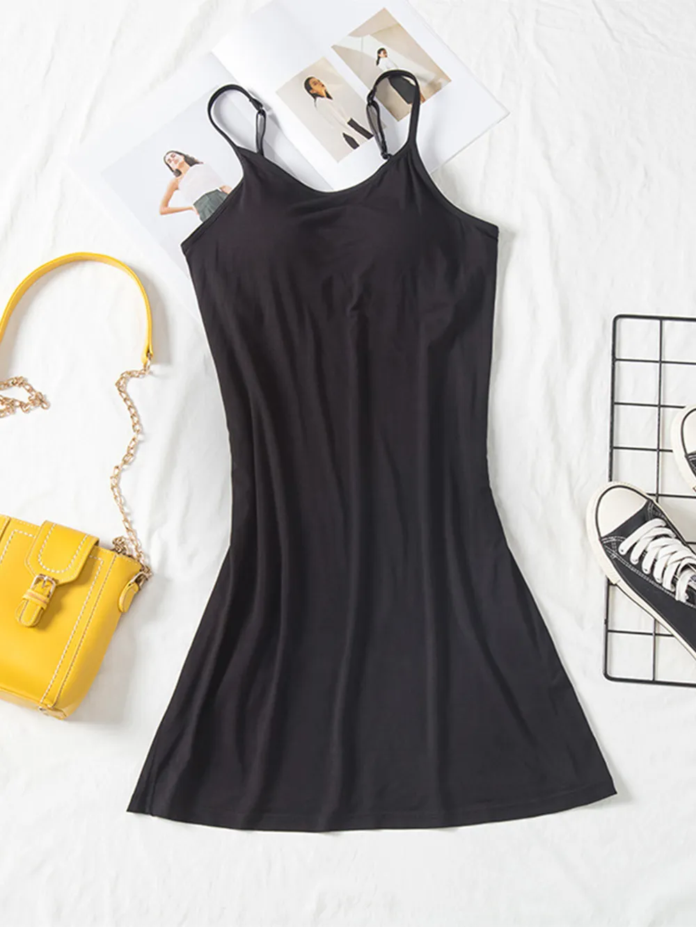 Round Neck Spaghetti Strap Cami Dress with Bra, image 10