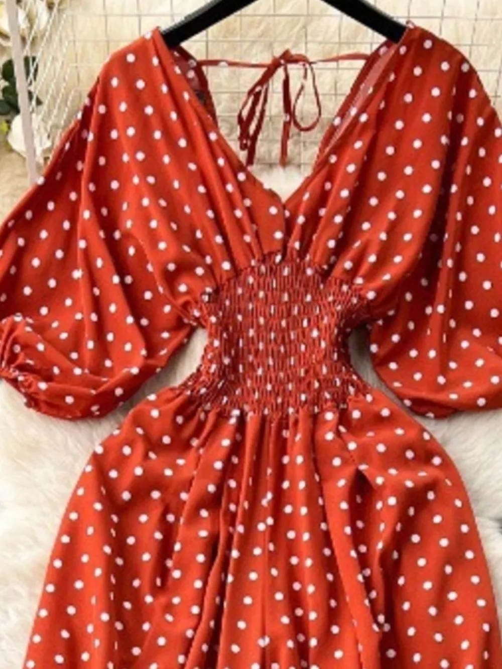 Smocked V-Neck Wide Leg Jumpsuit, image 14