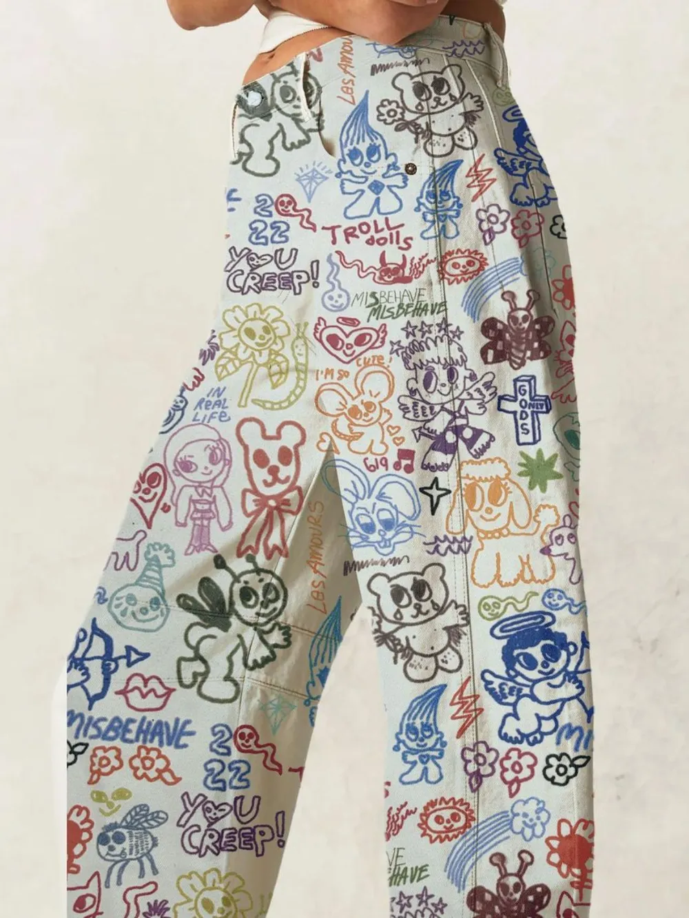 Printed Wide Leg Jeans, image 8