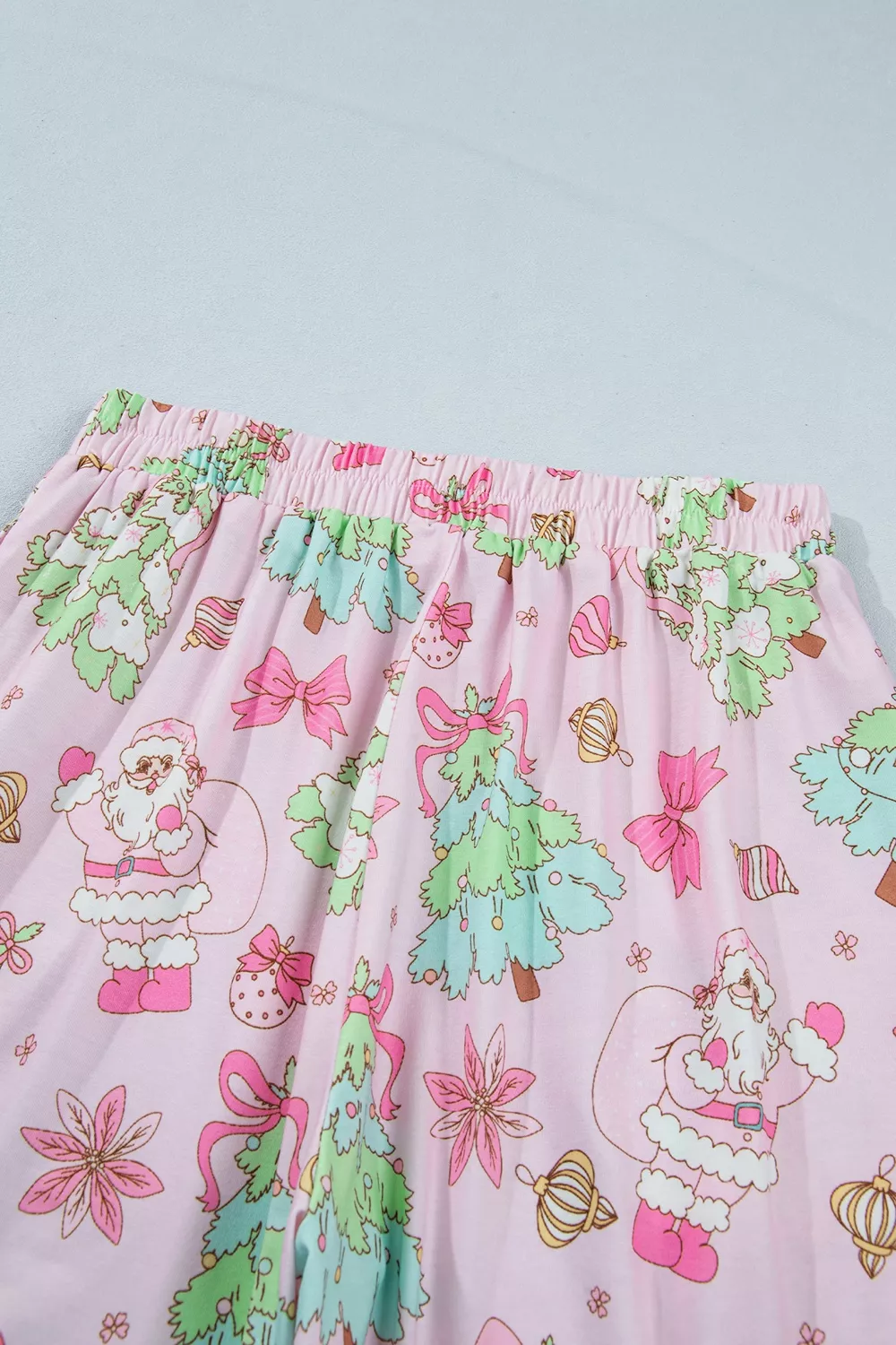 Christmas Print Button Front Long Sleeve Lounge Set, image 10
