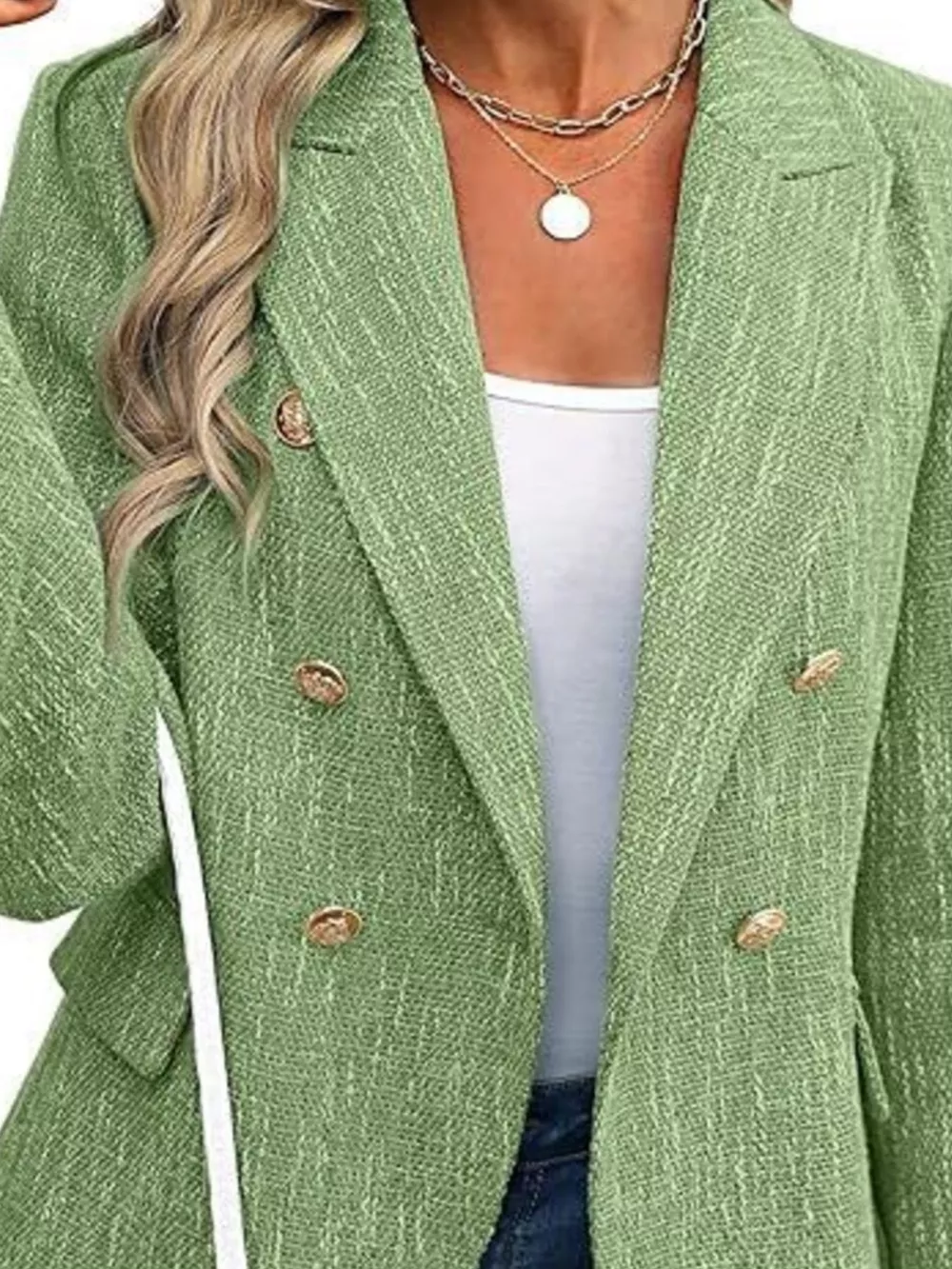 Double-Breasted Lapel Collar Blazer, image 12