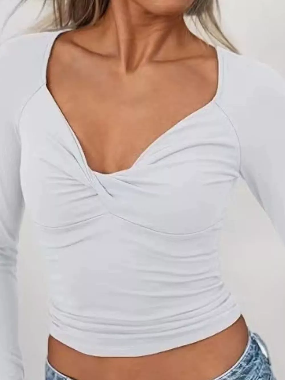 Twist Front Long Sleeve Fitted T-Shirt, image 9
