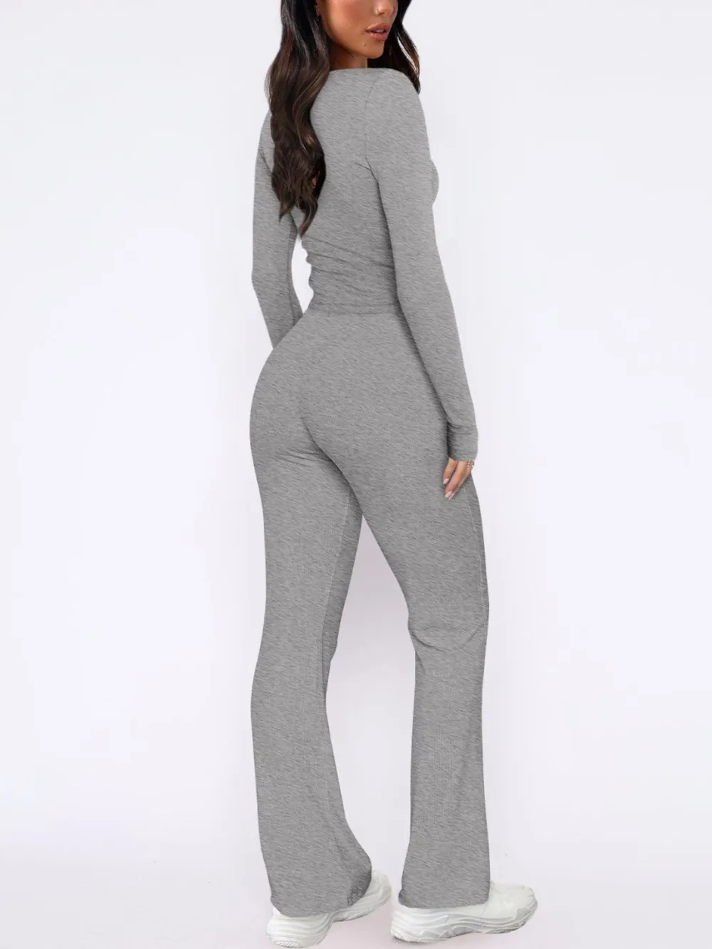 V-Neck Long Sleeve Top and Pants Set, image 10