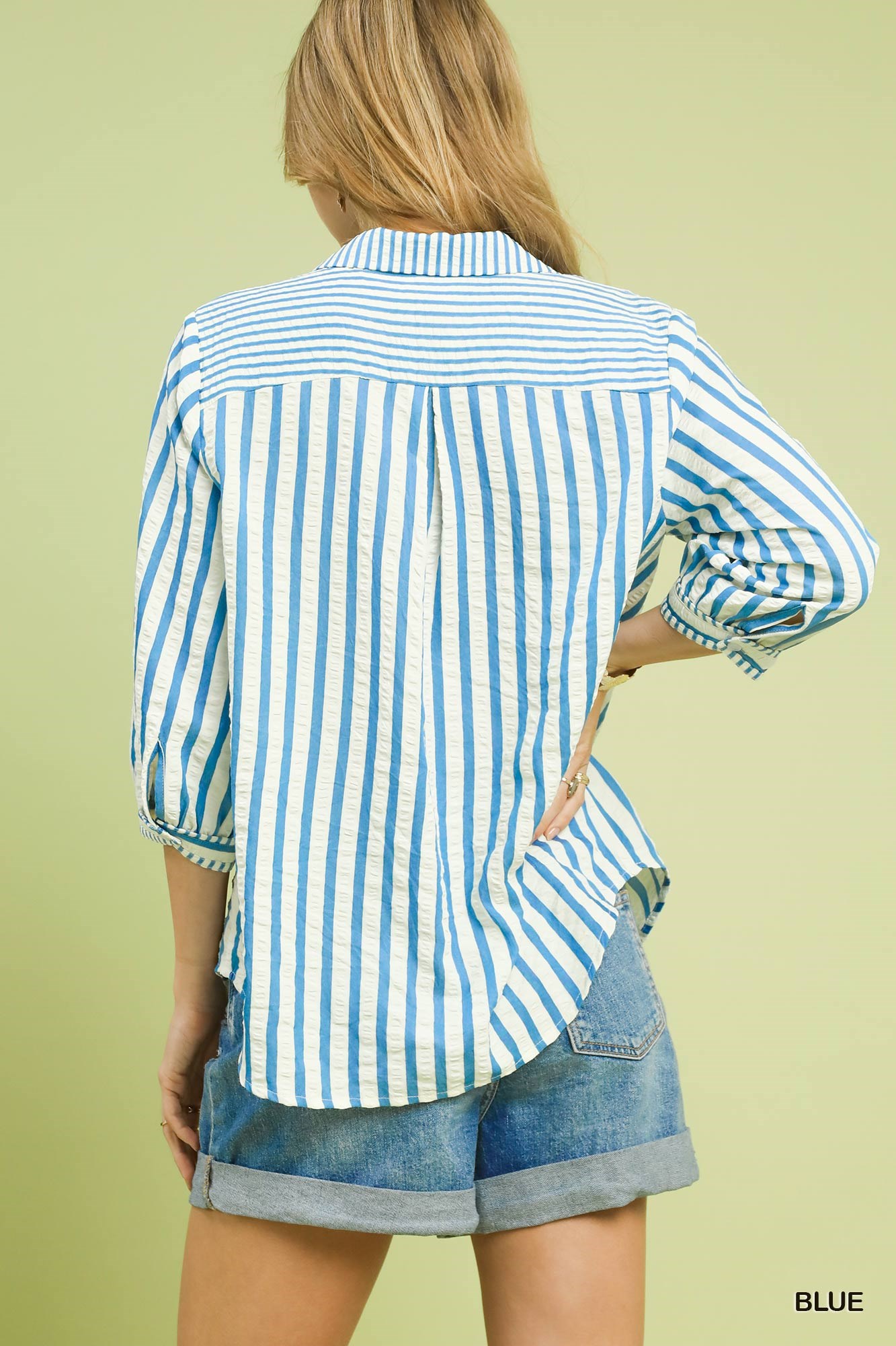 Striped Collared Neck Blouse, image 2
