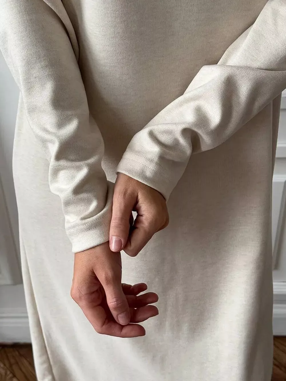 Round Neck Long-Sleeve Midi Dress, image 5