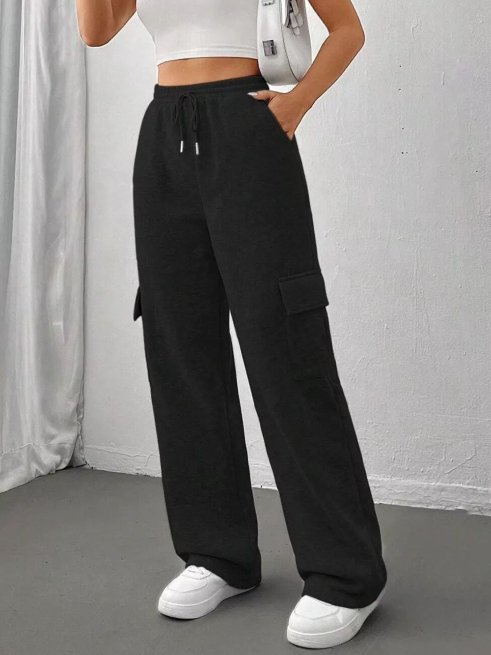 Relaxed Fit Pants with Drawstring Waist, image 4